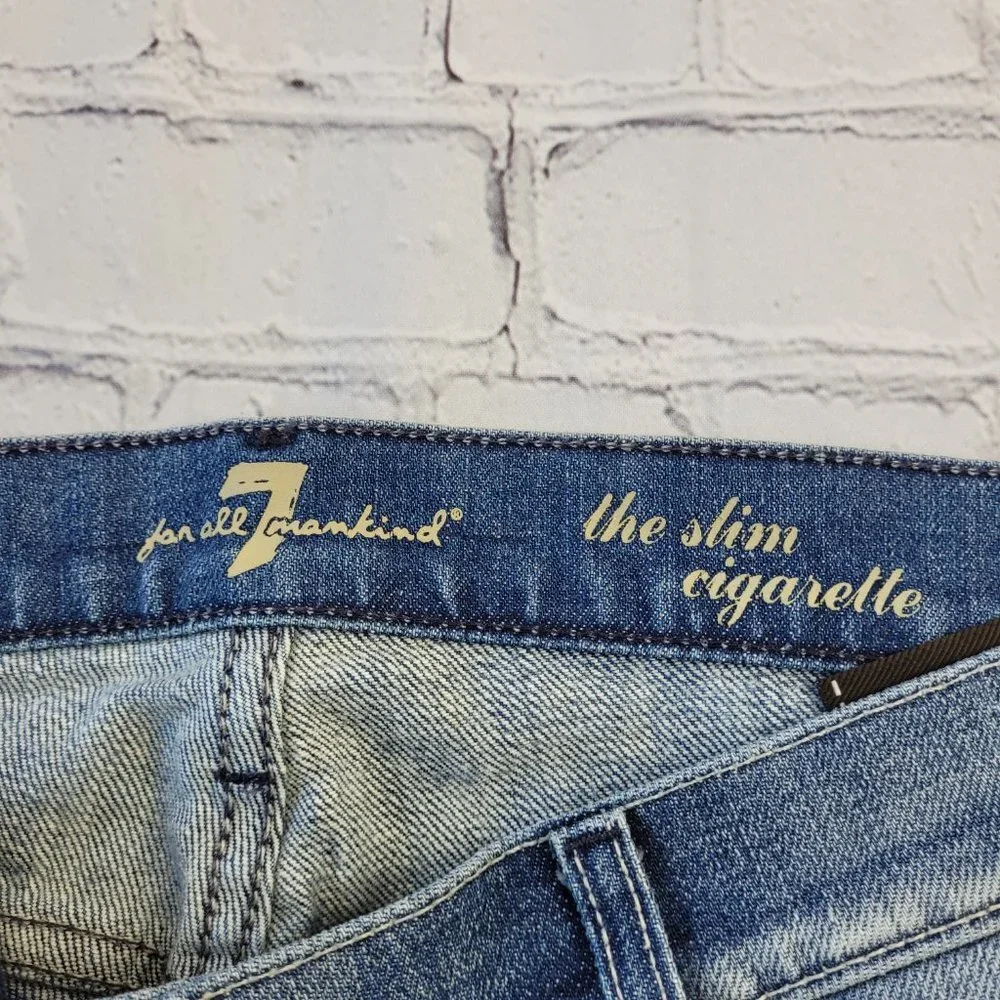 7 for all mankind woman’s blue the slim cigarette jeans size 27 - Picture 11 of 14